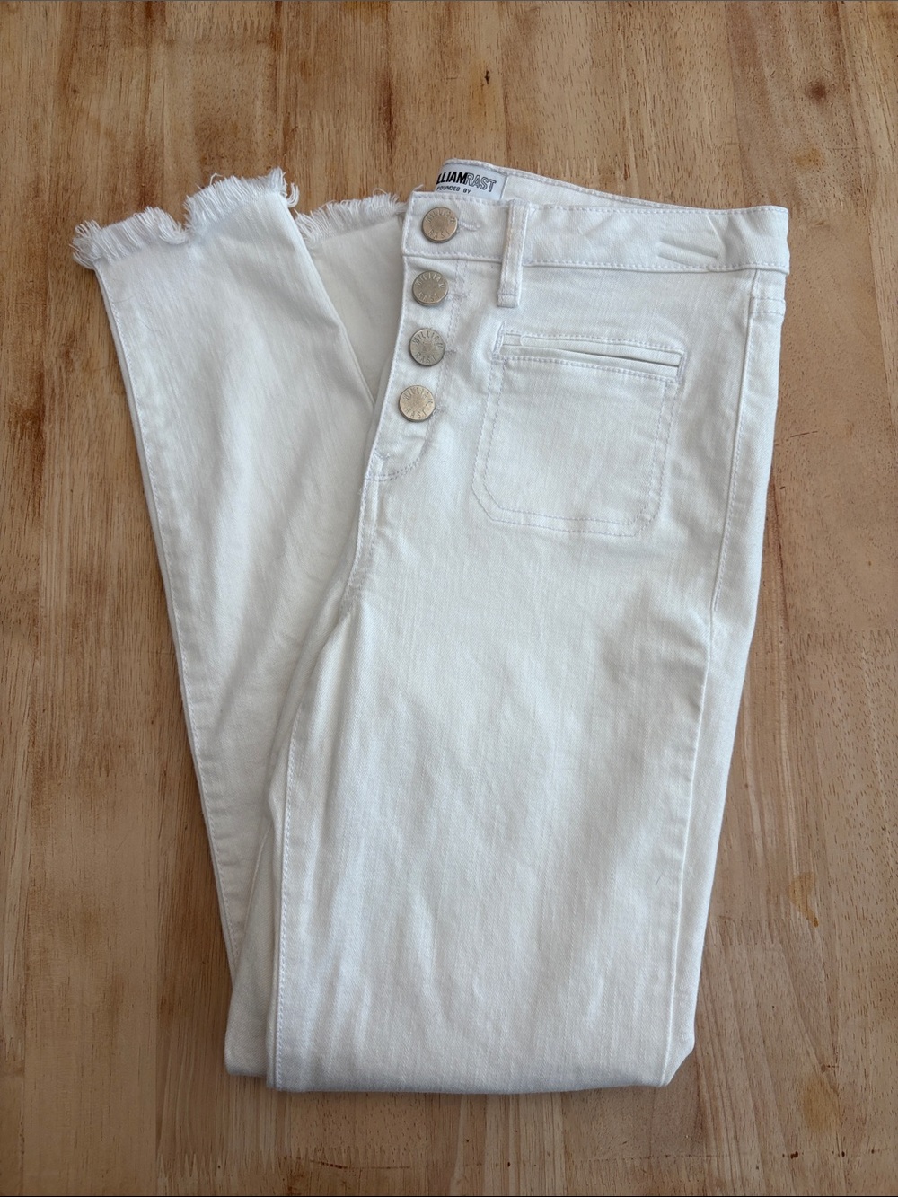 William Rast White Ankle Crop Button-Fly Jeans